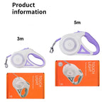 3M/5M Retractable Dog Leash with LED Flashlight & RGB Glow – Durable Nylon Night Walking Leash for Small Dogs & Cats, Tangle-Free Outdoor Lead