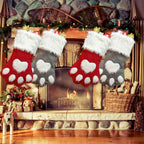 Large Dog & Cat Christmas Stockings – Plush Paw-Shaped Holiday Hanging Socks