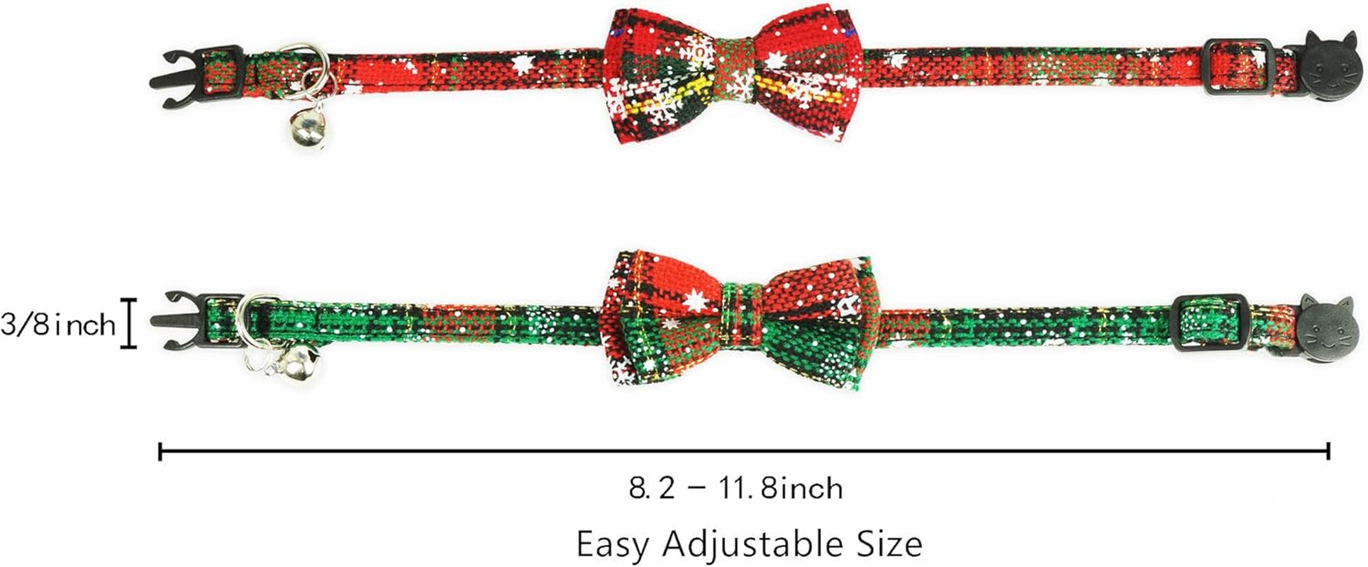 Christmas Cat Collar with Bow Tie & Bell – Holiday Buffalo Plaid Breakaway Collar for Cats & Kittens - FurriendlyPaws | Furry Friends, Happy Hearts