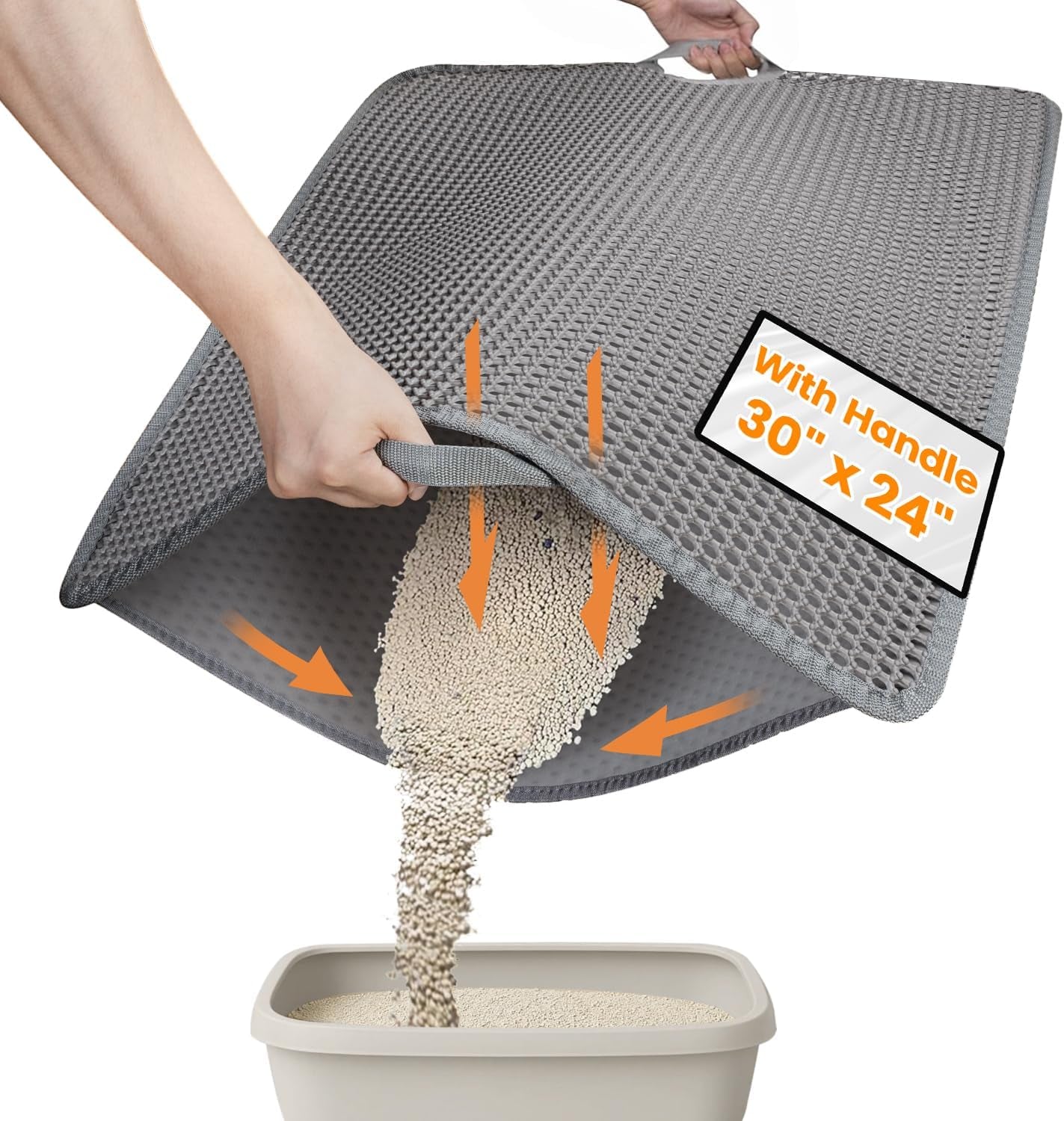 Cat Litter Mat 23"x17" – EVA Honeycomb Double Layer, Waterproof & Urine-Proof Scatter Control, Washable, BPA-Free
