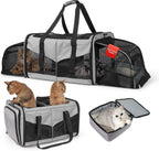 Expandable Cat Travel Carrier - Double Compartment w/ Litter Boxes
