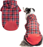 Plaid Dog Hoodie – Warm Winter Coat with Leash Hole, Stylish Sweater for Small, Medium & Large Dogs & Cats