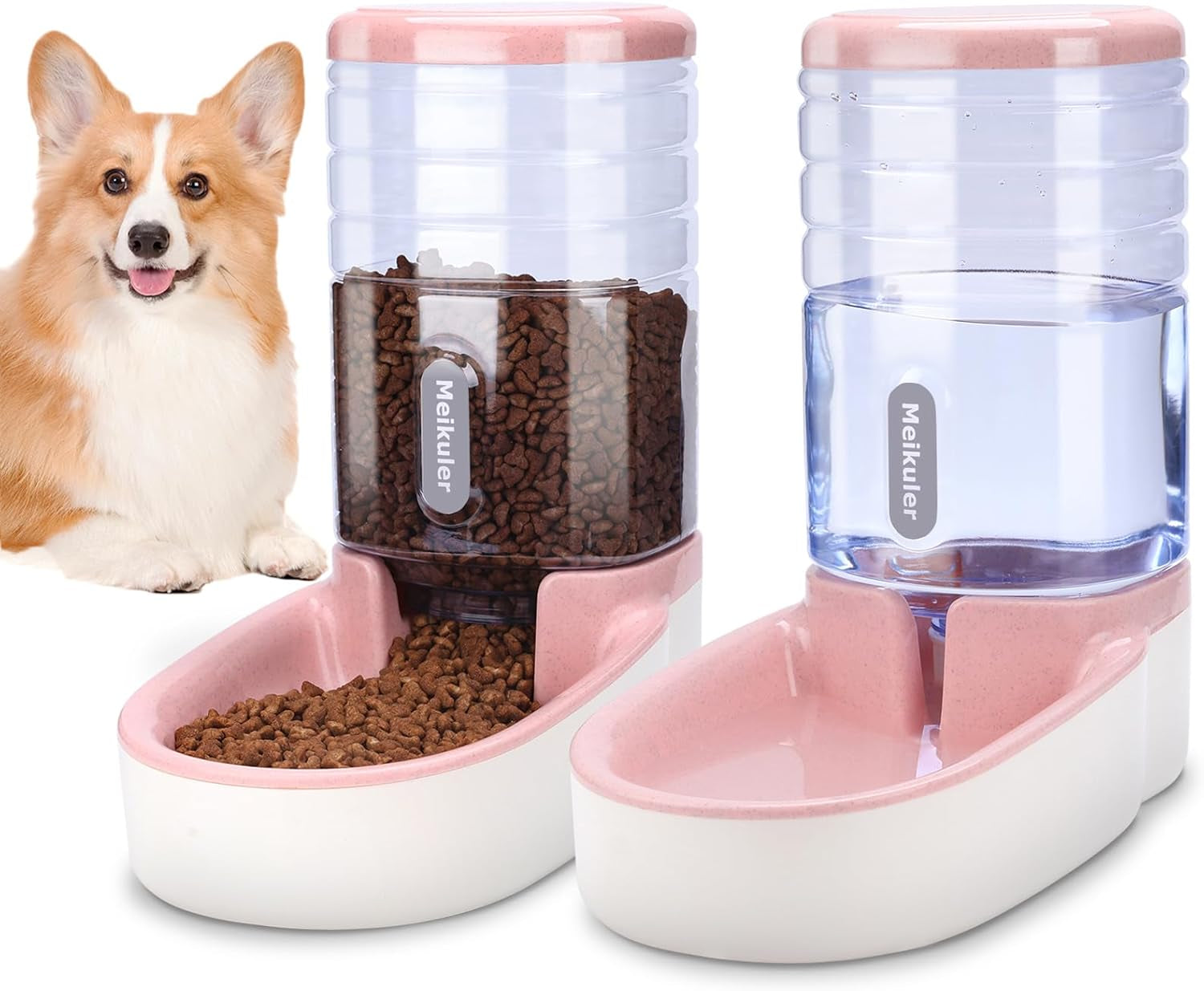 Automatic Dog Cat Feeder & Water Dispenser Set – 1 Gallon x 2