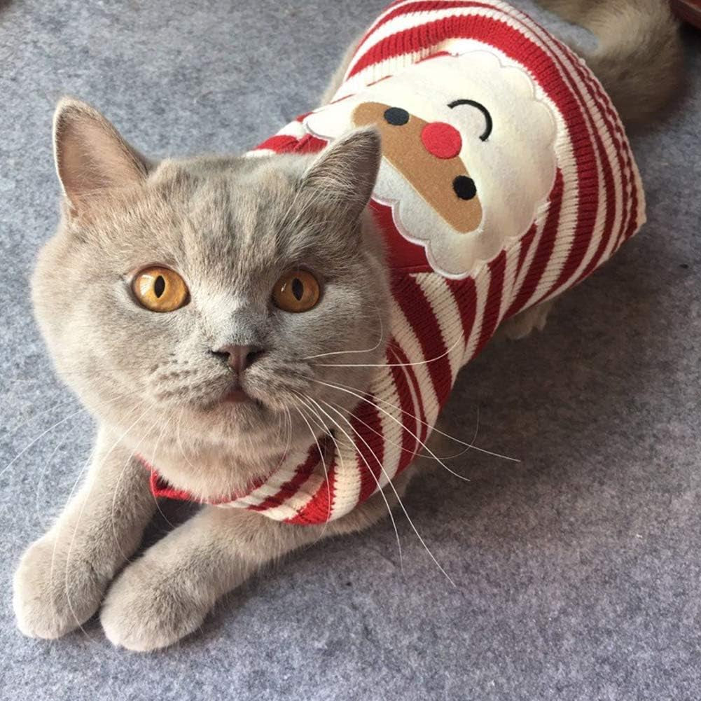 Christmas Cat Sweater – Santa Claus Knit Pet Outfit (XS–XL)