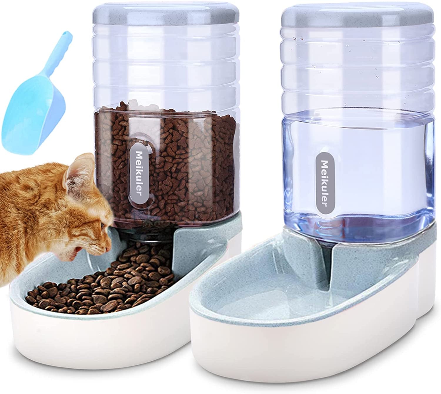 Automatic Dog Cat Feeder & Water Dispenser Set – 1 Gallon x 2