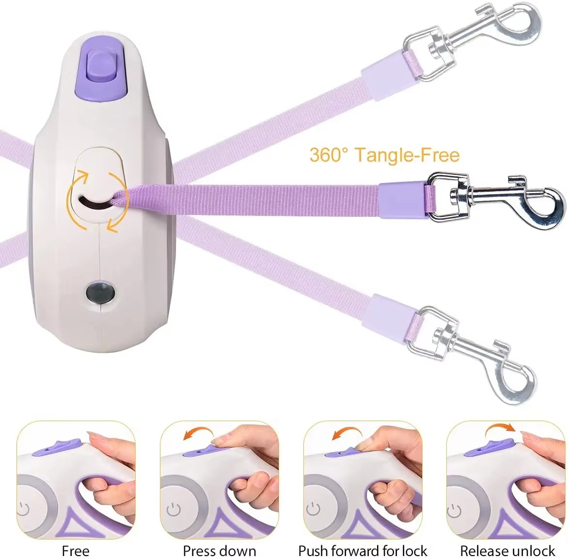 3M/5M Retractable Dog Leash with LED Flashlight & RGB Glow – Durable Nylon Night Walking Leash for Small Dogs & Cats, Tangle-Free Outdoor Lead