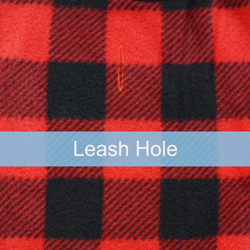 Plaid Dog Hoodie Fleece Sweater – Warm Winter Coat Red & Black