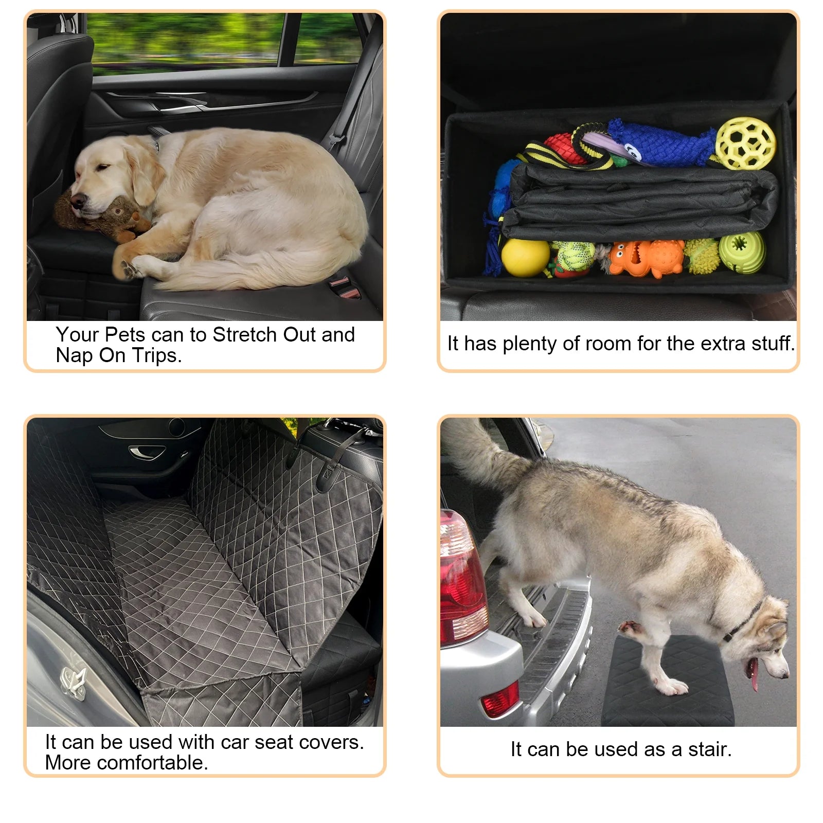 Car Back Seat Extender for Large Dogs – Pet Seat Extender with Storage