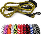 Dog leash with black and yellow pattern, displayed with multiple color options below on a white background.