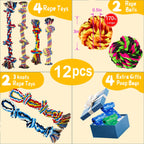 Large Dog Chew Toys – 12 Pack Indestructible Cotton Rope Toys for Aggressive Chewers, Tug of War & Teething Play - FurriendlyPaws | Furry Friends, Happy Hearts