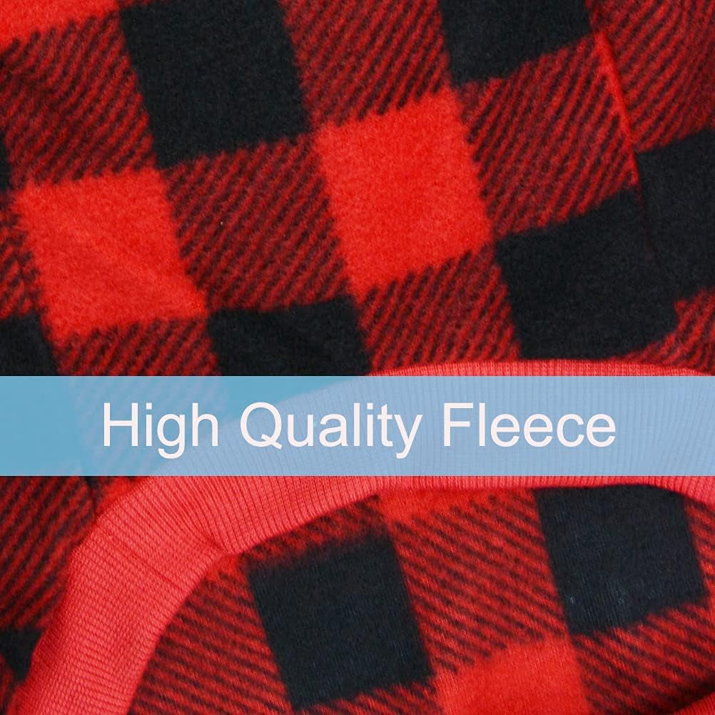 Plaid Dog Hoodie Fleece Sweater – Warm Winter Coat Red & Black