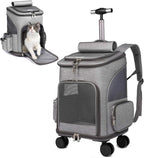 Wheeled Pet Carrier Backpack & Stroller – Travel Bag for Dogs & Cats