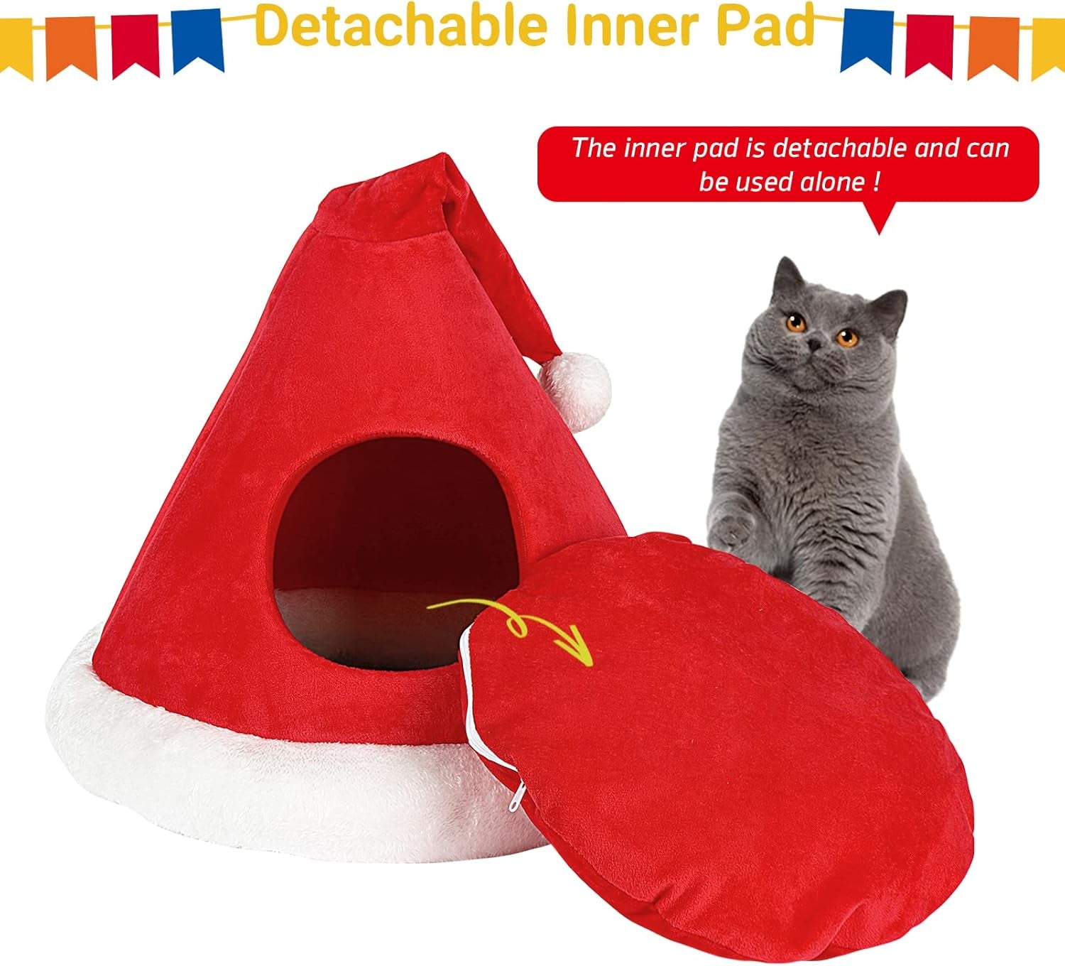 Christmas Tree Cat Bed Tent – Cozy Self-Warming Pet House for Cats & Small Dogs