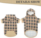Plaid Dog Hoodie – Warm Winter Coat with Leash Hole, Stylish Sweater for Small, Medium & Large Dogs & Cats