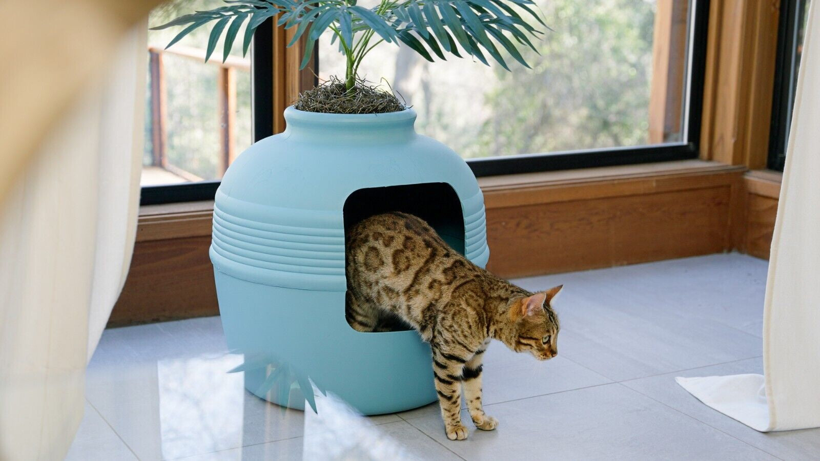 Original Hidden Litter Box Planter – Hooded Cat Litter Box with Fake Plant Cover