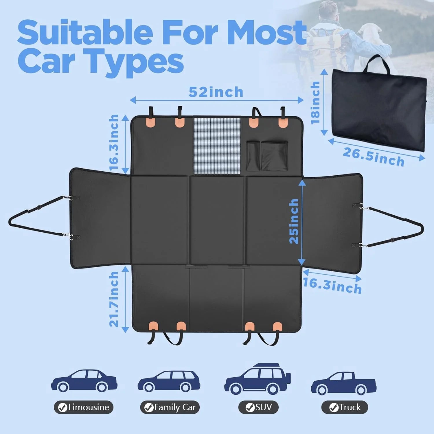 Dog Car Seat Extender - Waterproof, Hard Bottom, Anti-Scratch