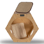 Natural Wood Cat Wall Tree Set | 2 Hexagonal Wall Condos