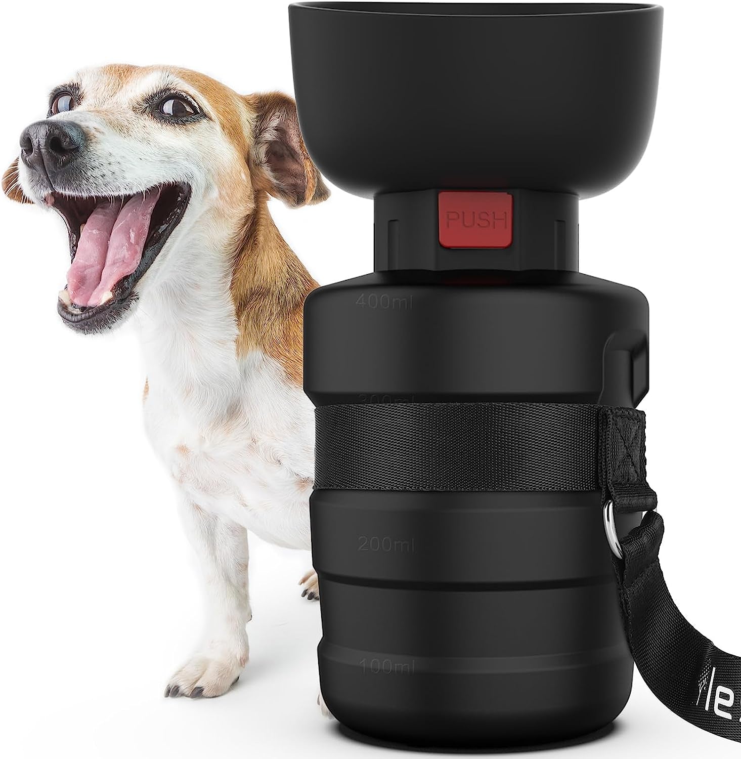 Portable Dog Water Bottle with Built-In Bowl – Leak-Proof, BPA-Free Travel Dispenser for Walks, Hiking & Outdoor Adventures