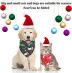 Christmas Dog Bandana & Santa Hat Set  - Holiday Scarf for Dogs & Cats