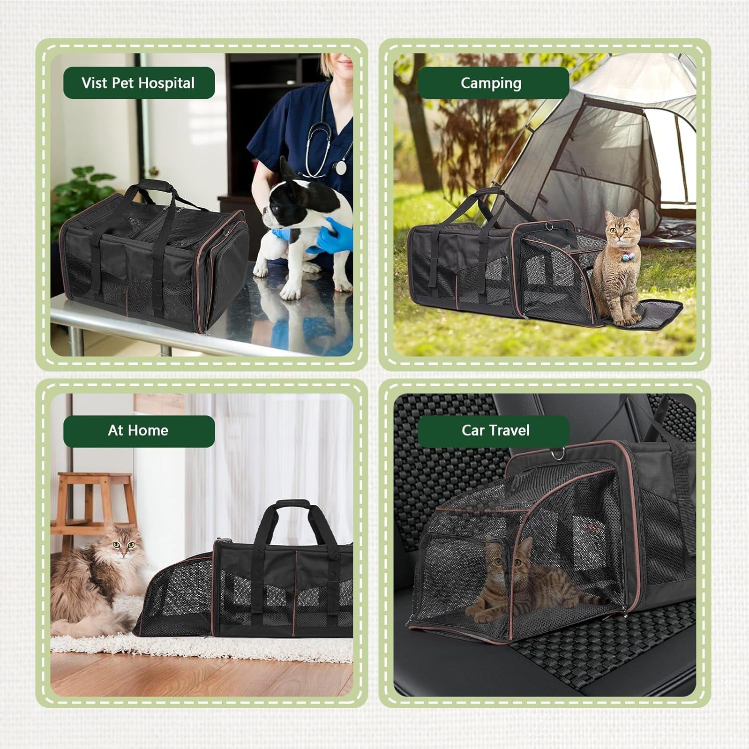 Expandable Cat Travel Carrier - Double Compartment w/ Litter Boxes
