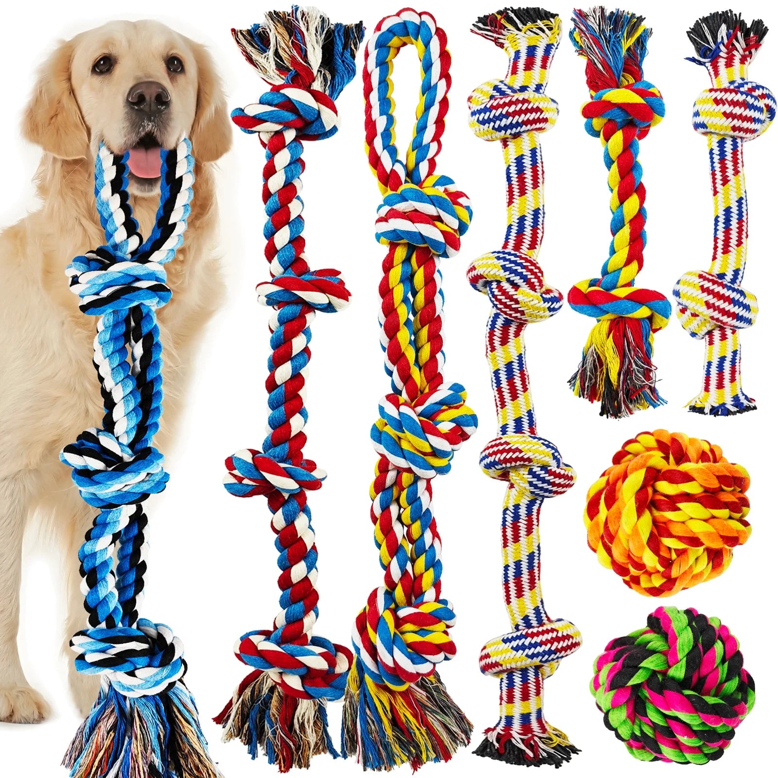 Large Dog Chew Toys – 12 Pack Indestructible Cotton Rope Toys for Aggressive Chewers, Tug of War & Teething Play - FurriendlyPaws | Furry Friends, Happy Hearts