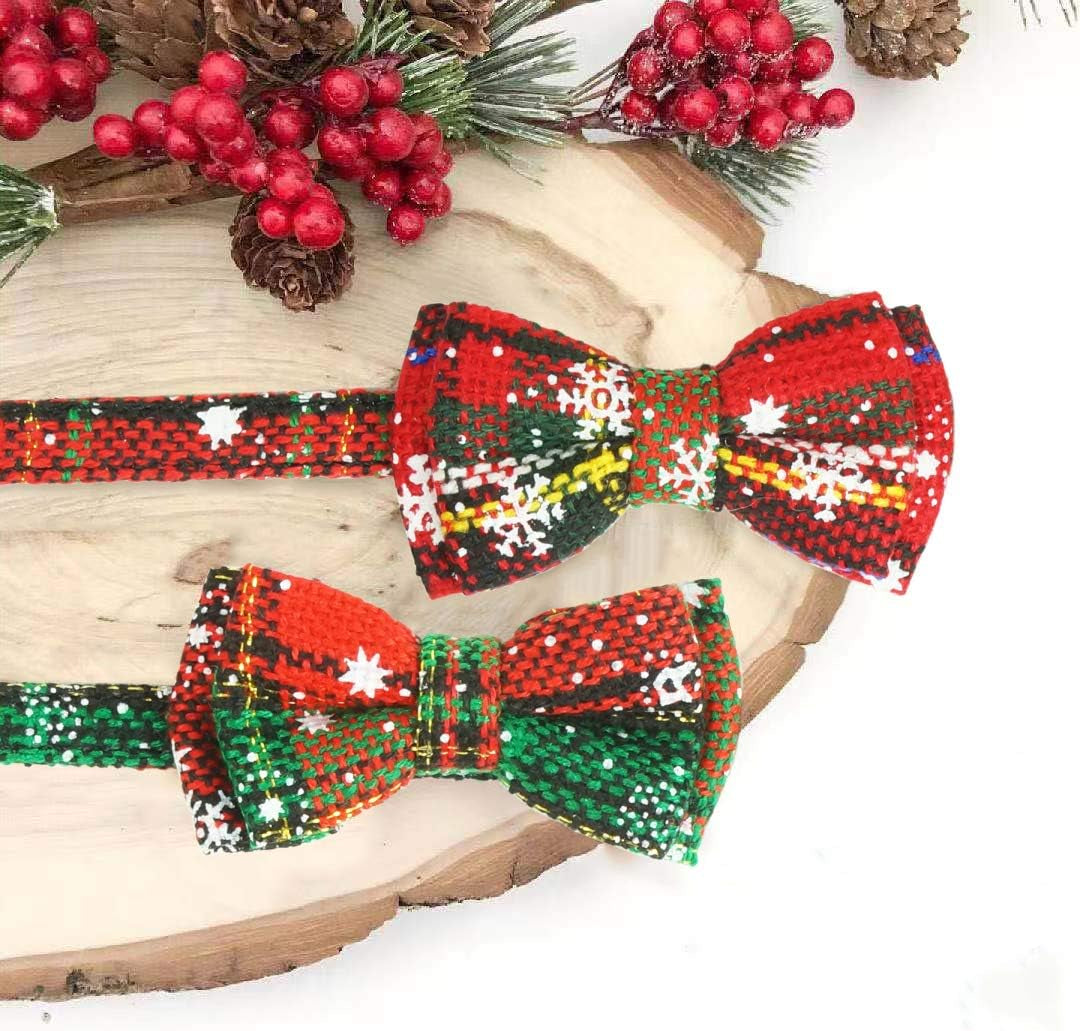Christmas Cat Collar with Bow Tie & Bell – Holiday Buffalo Plaid Breakaway Collar for Cats & Kittens - FurriendlyPaws | Furry Friends, Happy Hearts