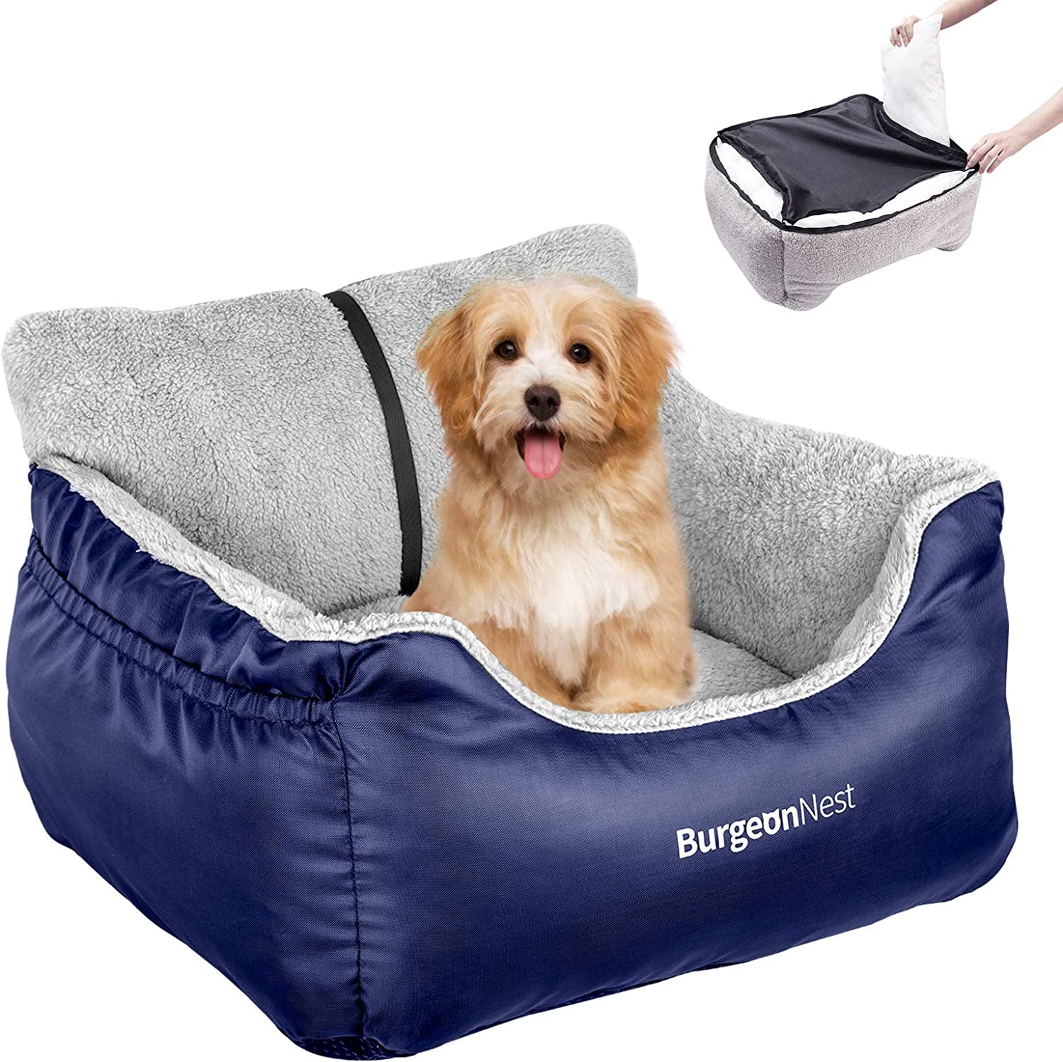 Dog Car Seat for Small Dogs – Cozy Booster Bed with Leash & Storage