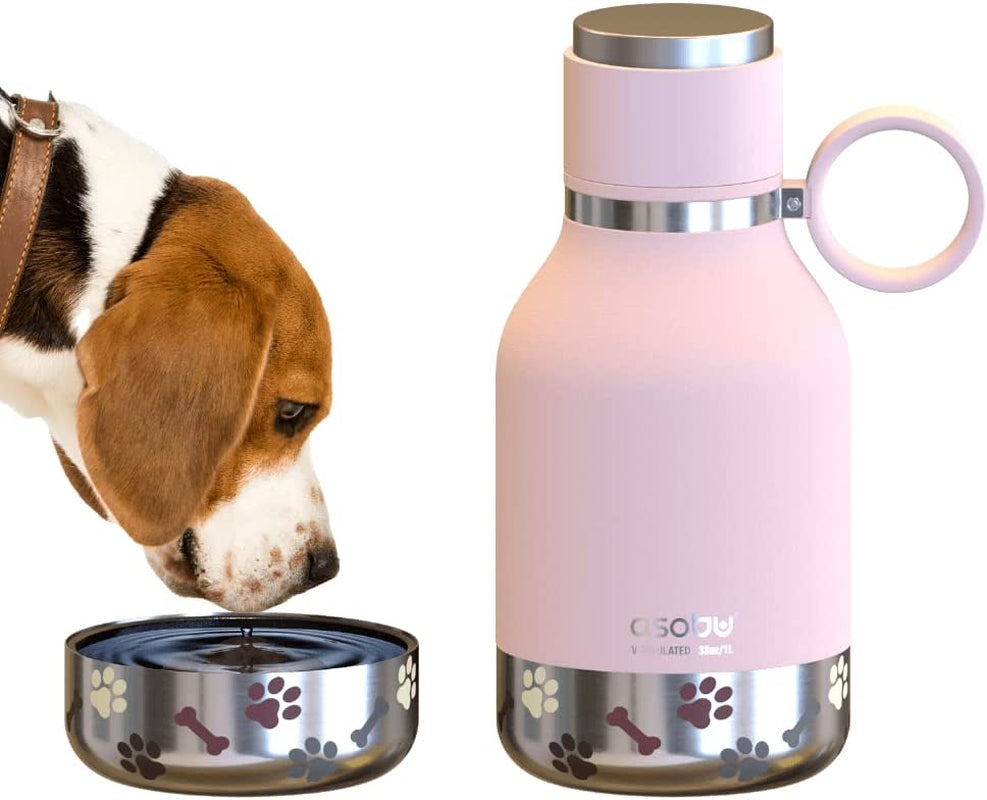 Buddy Bottle™ by Asobu – Stainless Steel Insulated Water Bottle with Removable Dog Bowl & Treat Storage