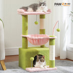 Cat Tree 33" Cactus Cat Tower – Multi-Level Scratching Post with Hammock, Condo & Large Perch for Medium Indoor Cats