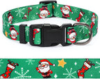 Christmas Dog Collar - Adjustable Pet Collar with Santa & Snowflakes