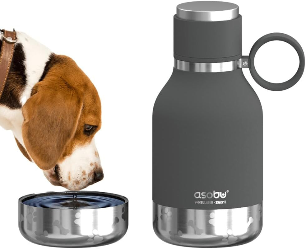 Buddy Bottle™ by Asobu – Stainless Steel Insulated Water Bottle with Removable Dog Bowl & Treat Storage