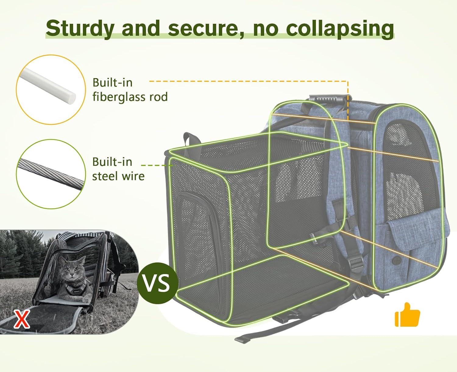 Expandable Pet Carrier Backpack – Breathable Mesh Dog & Cat Travel Bag for Hiking, Camping & Outdoor Adventures (Holds up to 17 lbs)