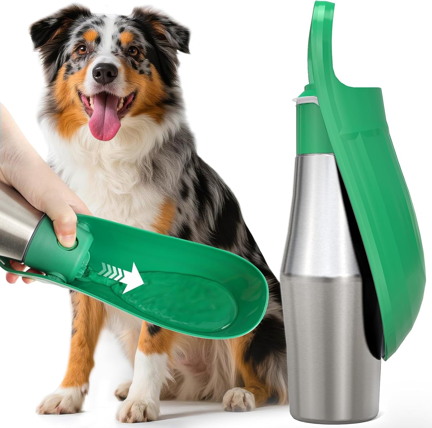 Portable Dog Water Bottle with Built-In Bowl – Leak-Proof, BPA-Free Travel Dispenser for Walks, Hiking & Outdoor Adventures