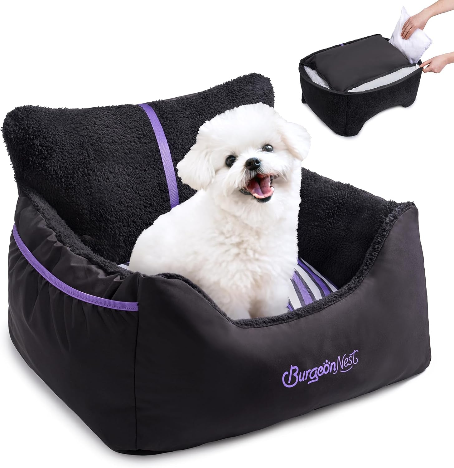 Dog Car Seat for Small Dogs – Cozy Booster Bed with Leash & Storage